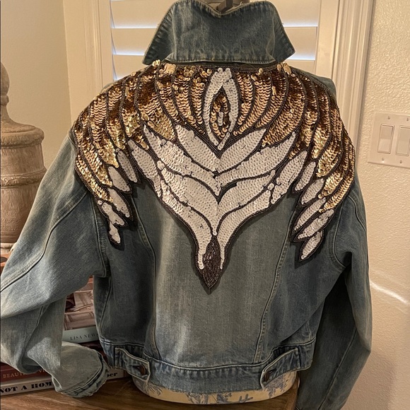 Free People Jackets & Blazers - Free People Glam Edition Blue Jean Jacket